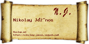 Nikolay János névjegykártya